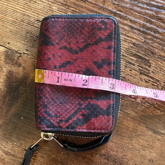 ALLSAINTS Nantes Leather Cardholder Red Snakeskin Leather - Picture 6 of 9